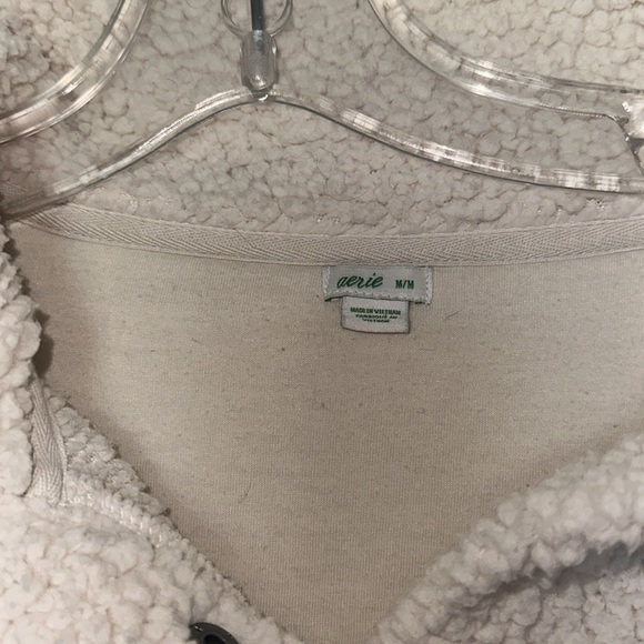 Aerie White Sherpa Quarter Button Down - Picture 2 of 3